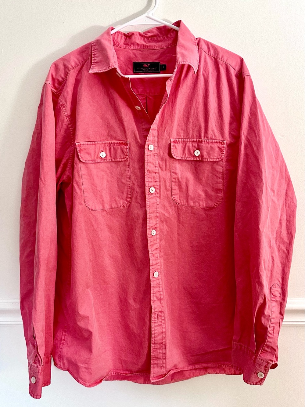 Vineyard Vines Murray Shirt Coral Pink Cotton Long Sleeve Button Down Mens Large
